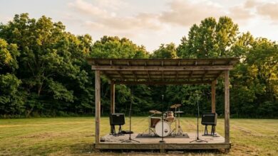 Live music stage at a Middle Tennessee county fair in the evening (illustrative)