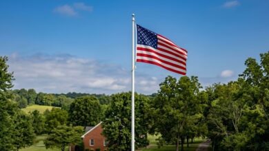 An American flag flying on a pole in a Middle Tennessee community park, illustrating Mt. Juliet's new flag retirement drop box at Charlie Daniels Park (illustrative)